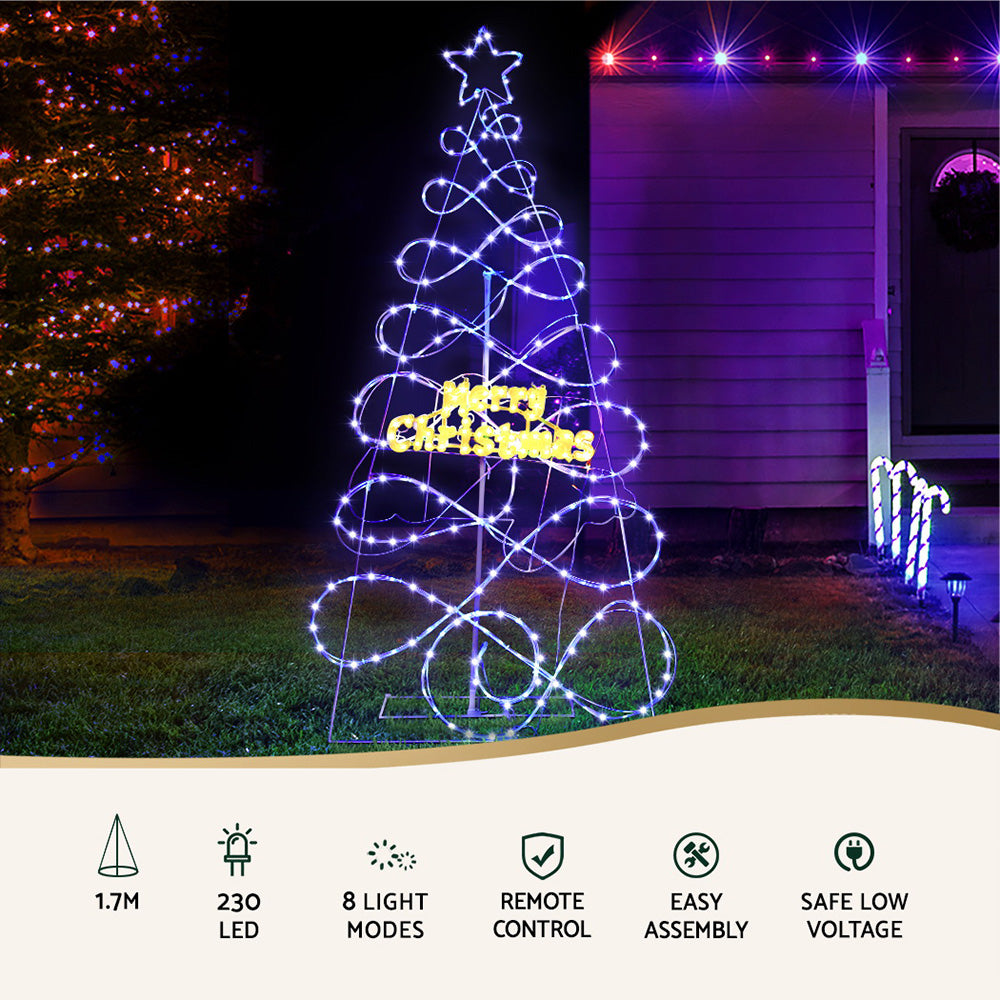 1.7m Christmas Tree RGB LED Motif Lights with Remote - Homecoze
