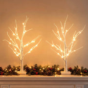 2PC Pre-Lit Christmas Twig Tree Set 60cm - Warm White