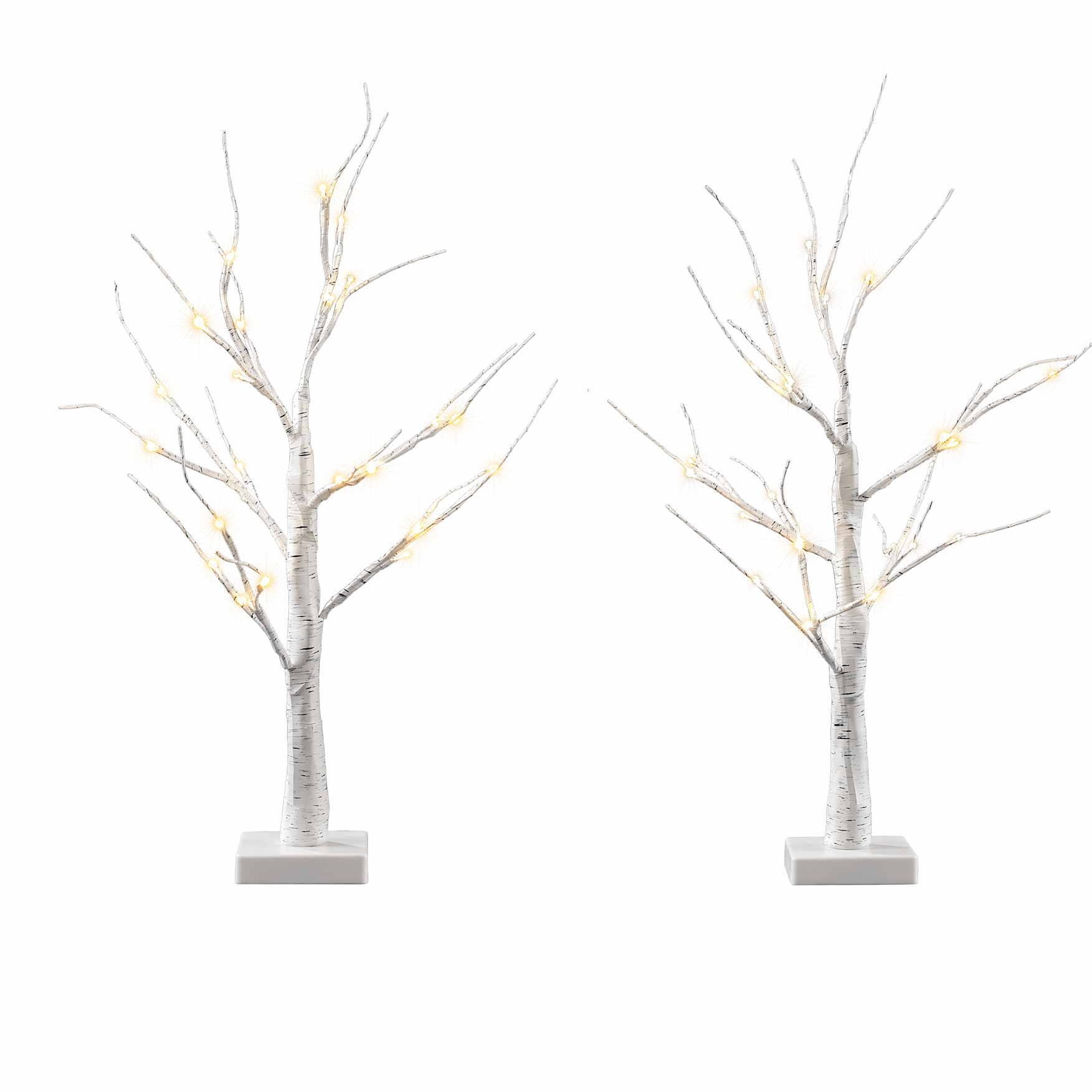 2PC Pre-Lit Christmas Twig Tree Set 60cm - Warm White