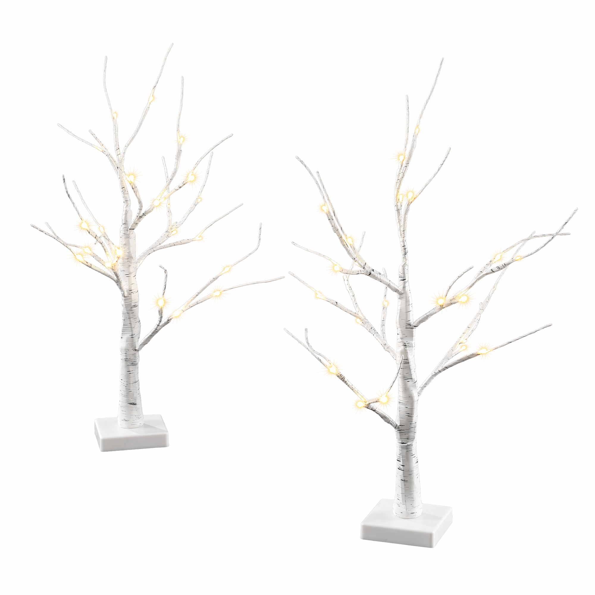 2PC Pre-Lit Christmas Twig Tree Set 60cm - Warm White