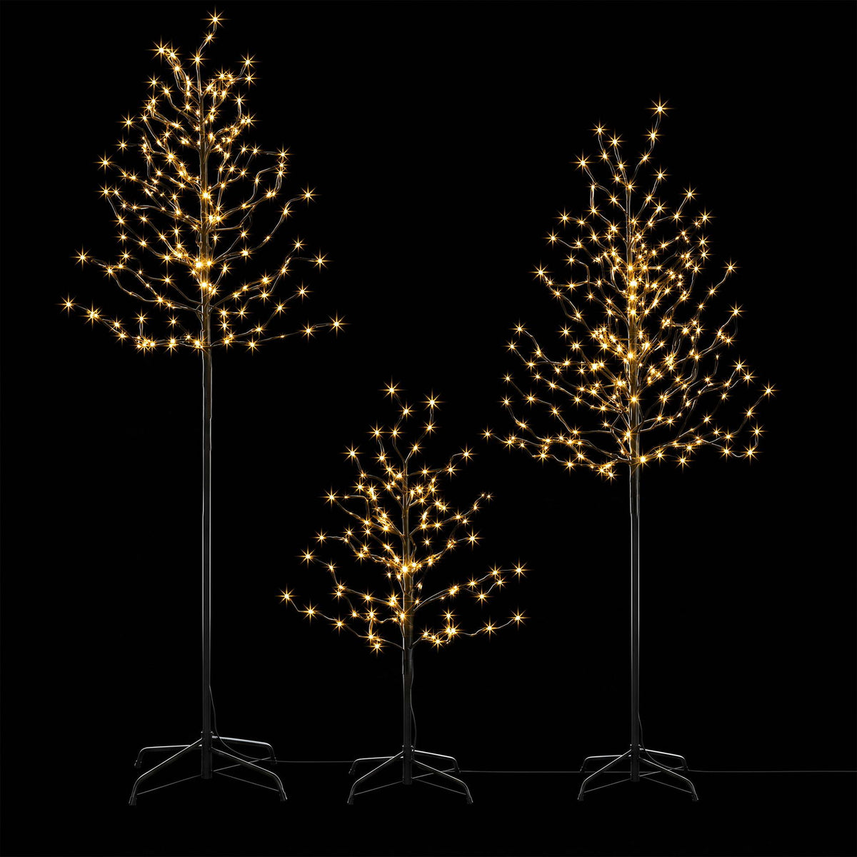 3PC Pre-Lit LED Birch Christmas Tree Set - Warm White