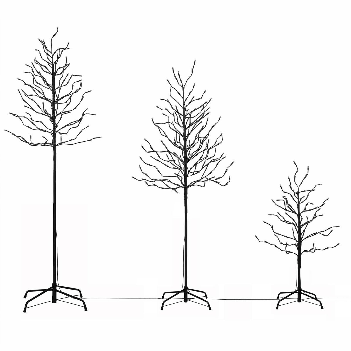 3PC Pre-Lit LED Birch Christmas Tree Set - Warm White