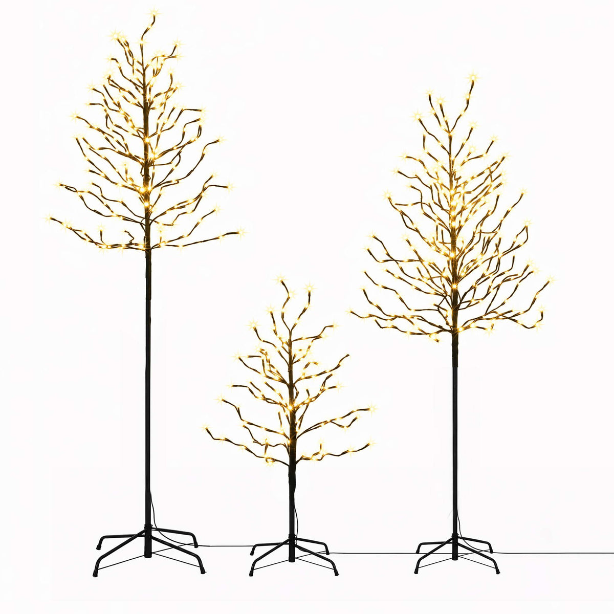 3PC Pre-Lit LED Birch Christmas Tree Set - Warm White