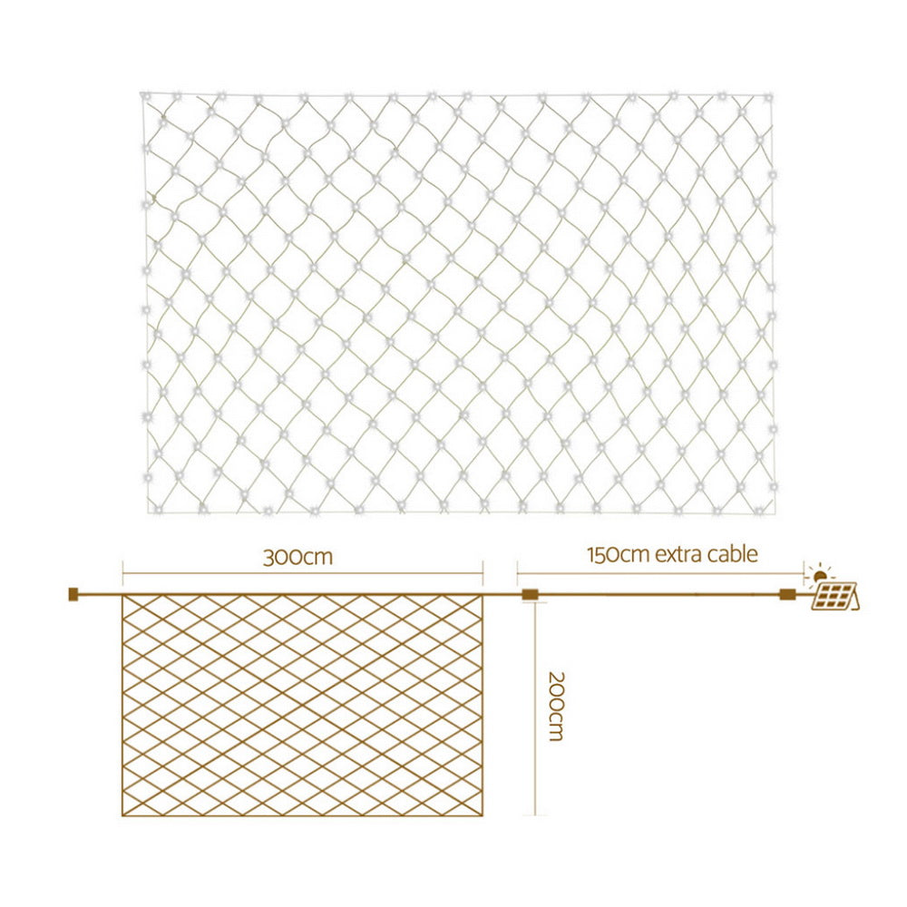 3m x 2m Solar Christmas Net Lights 504 LED - Warm White - Homecoze