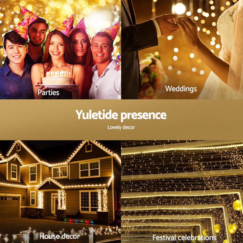 3m x 2m Solar Christmas Net Lights 504 LED - Warm White - Homecoze