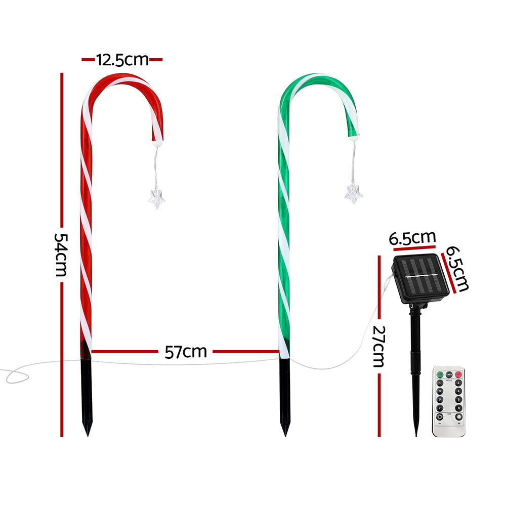 8PC Solar Candy Cane Christmas LED Path Lights - Warm White