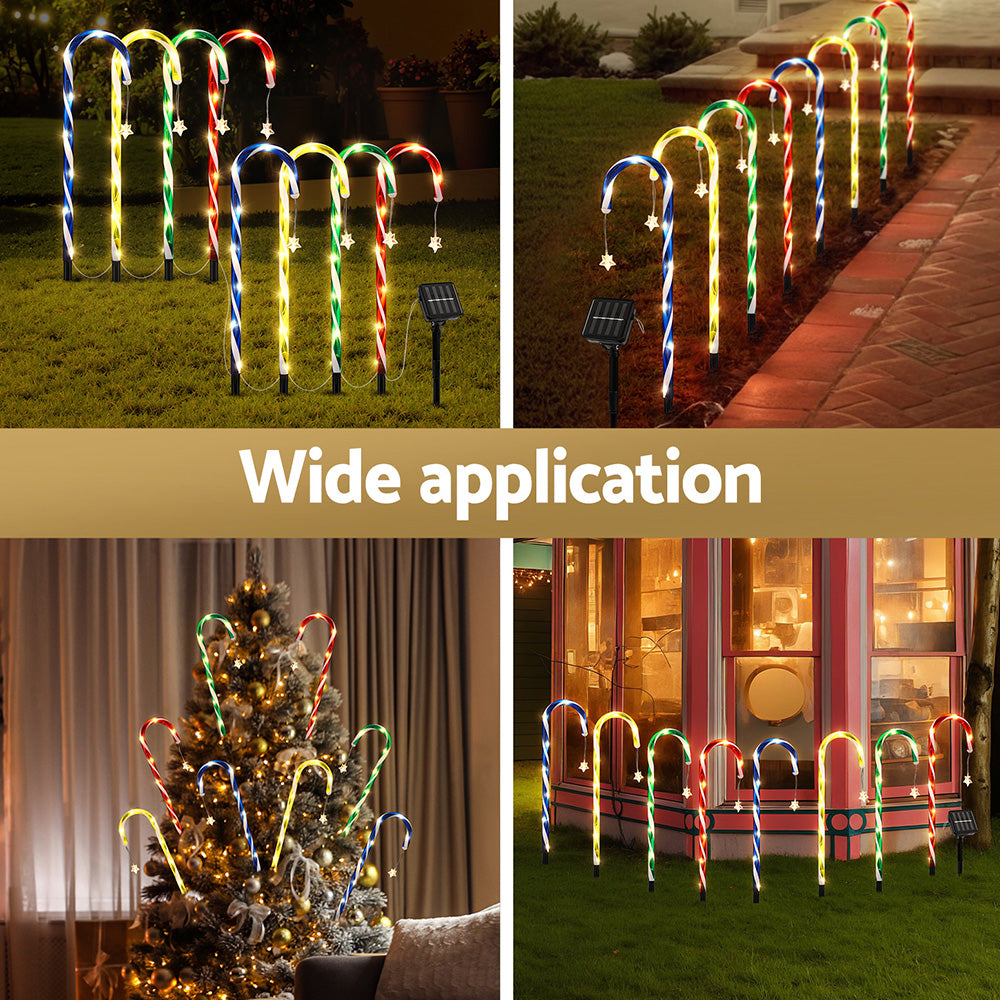 8PC Solar Candy Cane Christmas LED Path Lights - Warm White