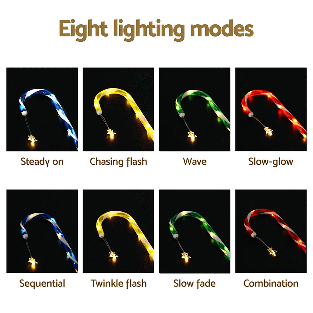 8PC Solar Candy Cane Christmas LED Path Lights - Warm White