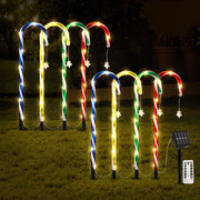 8PC Solar Candy Cane Christmas LED Path Lights - Warm White