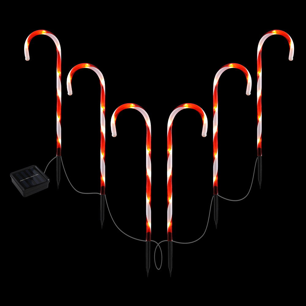 6 PC Candy Can Christmas Path Lights Solar Powered - Homecoze