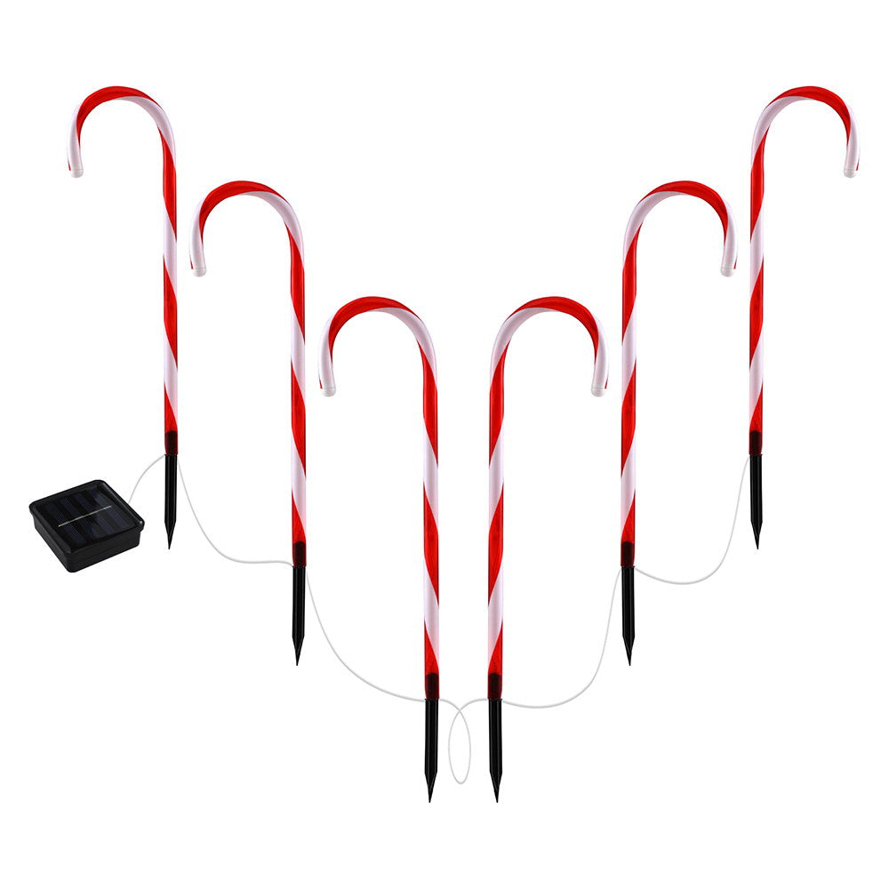 6 PC Candy Can Christmas Path Lights Solar Powered - Homecoze