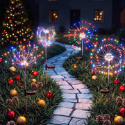 4PC Solar Firework Christmas Path Lights - Multicolour