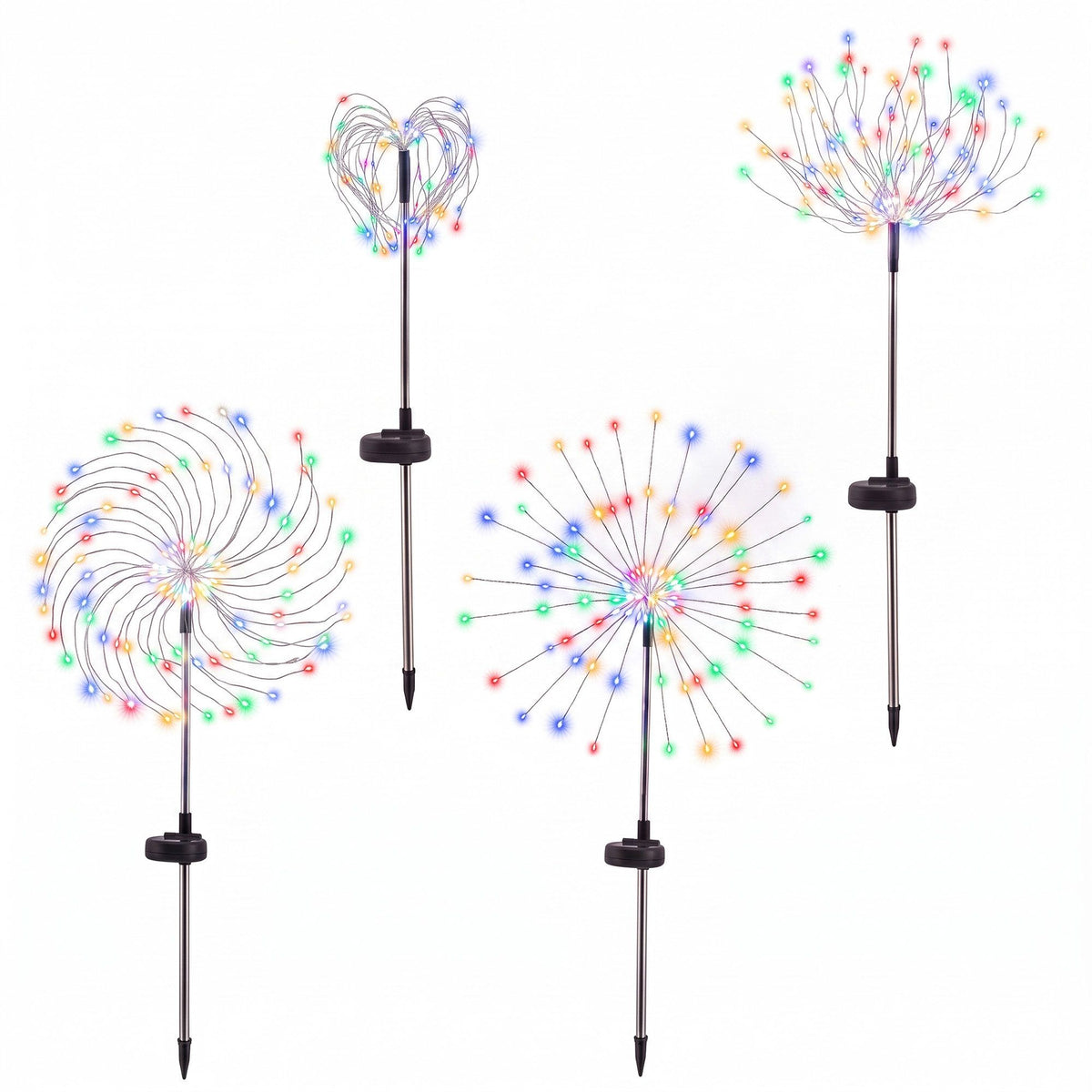 4PC Solar Firework Christmas Path Lights - Multicolour