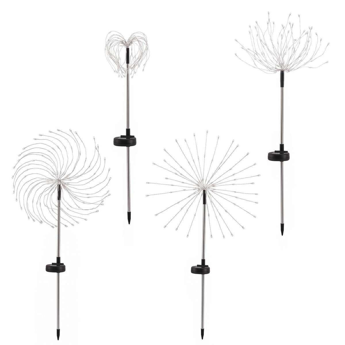 4PC Solar Firework Christmas Path Lights - Multicolour