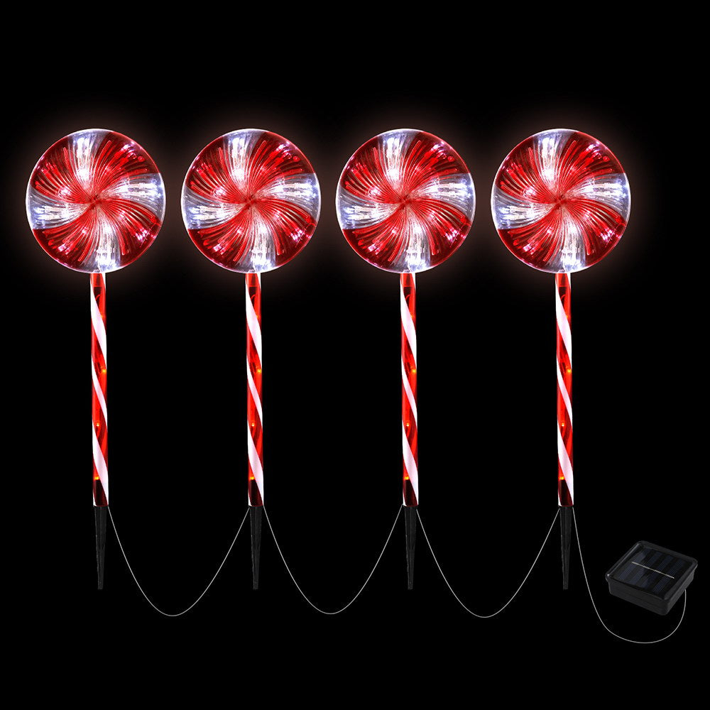 4 PC Lollypop Christmas Path Lights Solar Powered - Homecoze