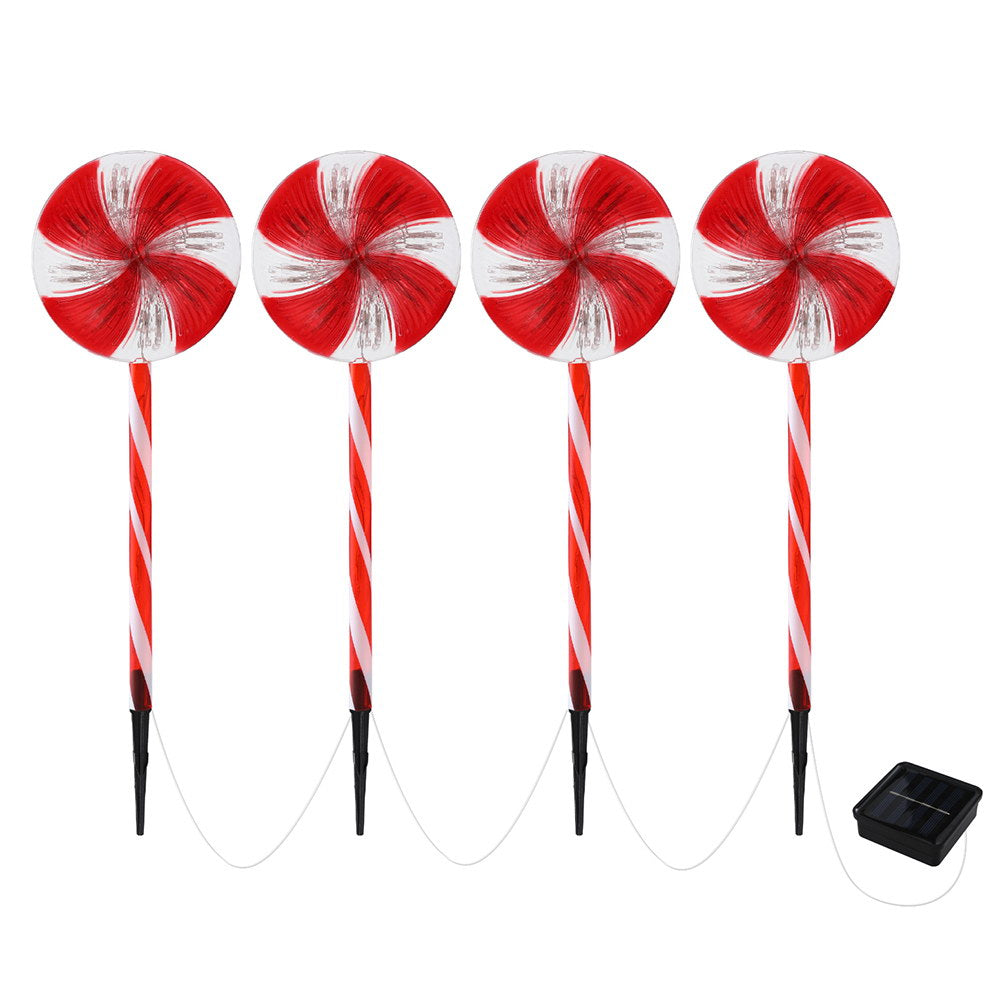 4 PC Lollypop Christmas Path Lights Solar Powered - Homecoze