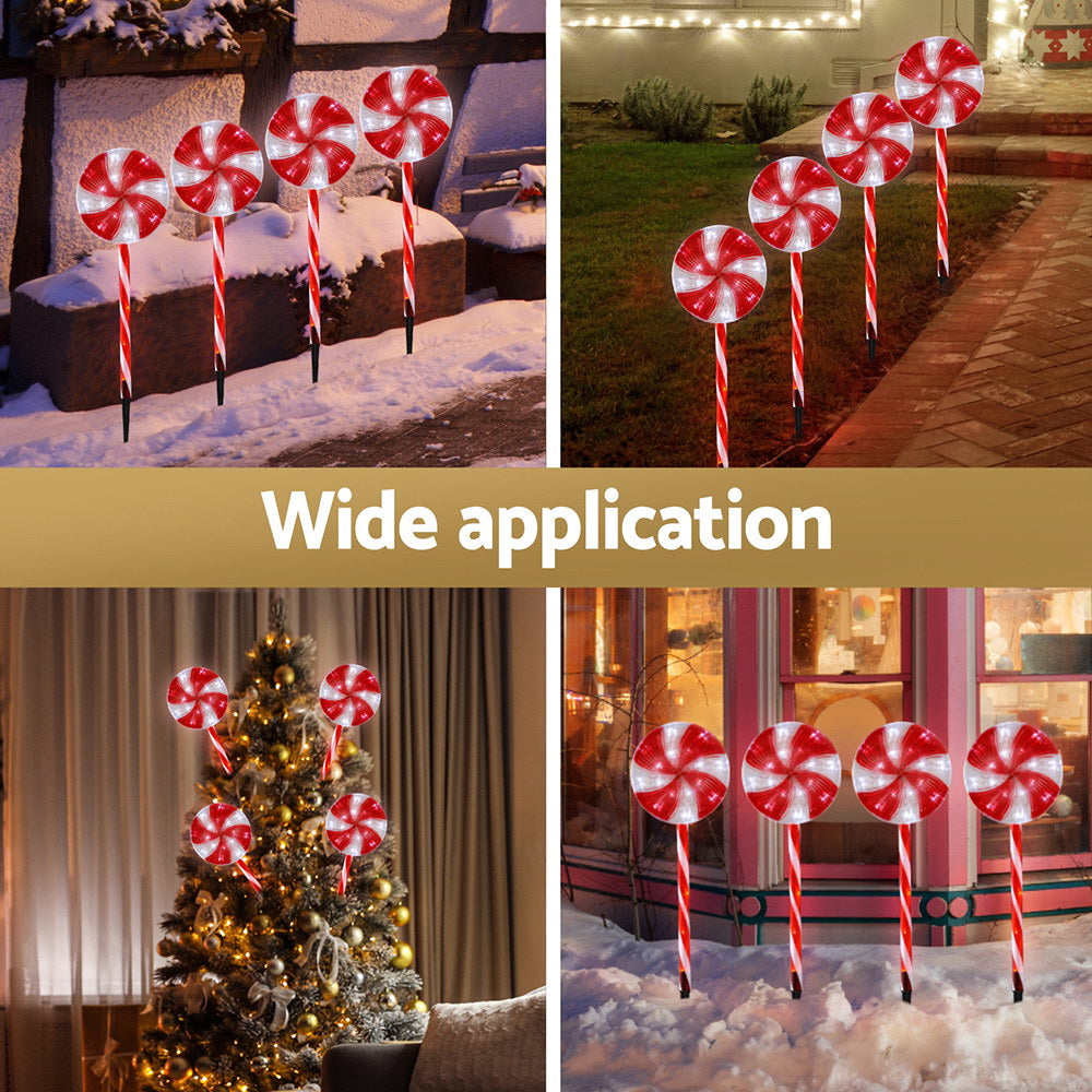 4 PC Lollypop Christmas Path Lights Solar Powered - Homecoze