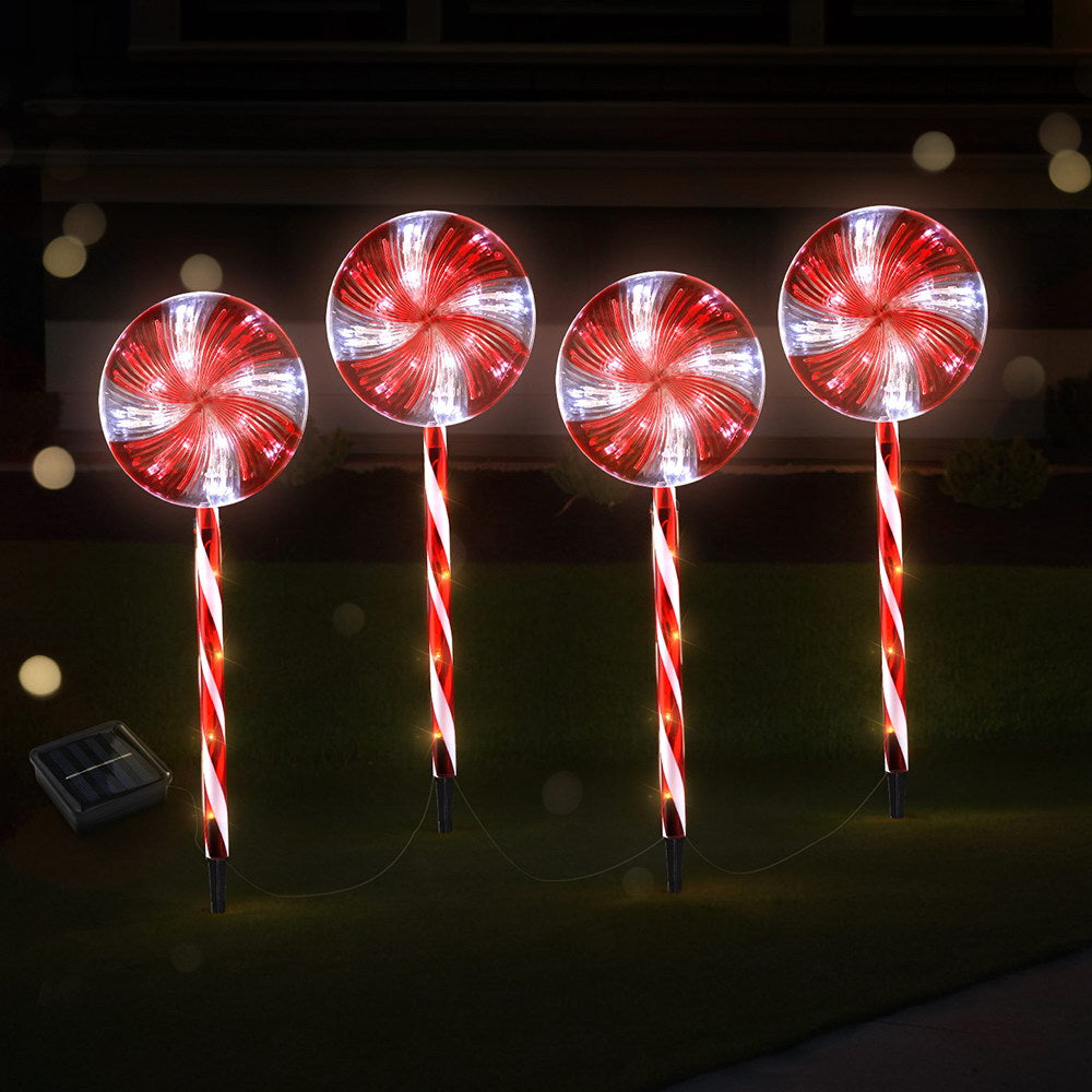 4 PC Lollypop Christmas Path Lights Solar Powered - Homecoze