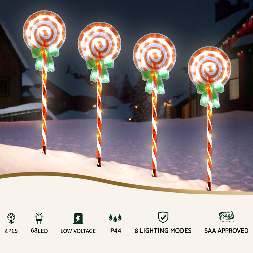 4 PC Christmas Path Lights with Power Cable - Homecoze