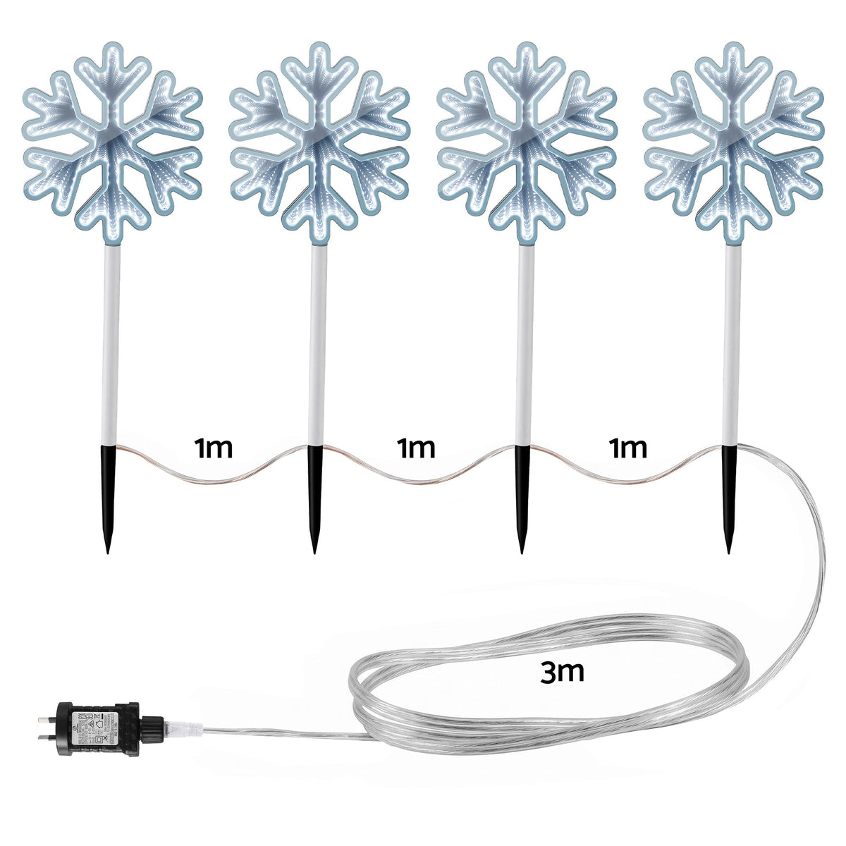 4PC LED Snowflake Christmas Path Lights - White