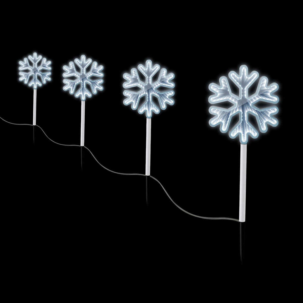 4PC LED Snowflake Christmas Path Lights - White