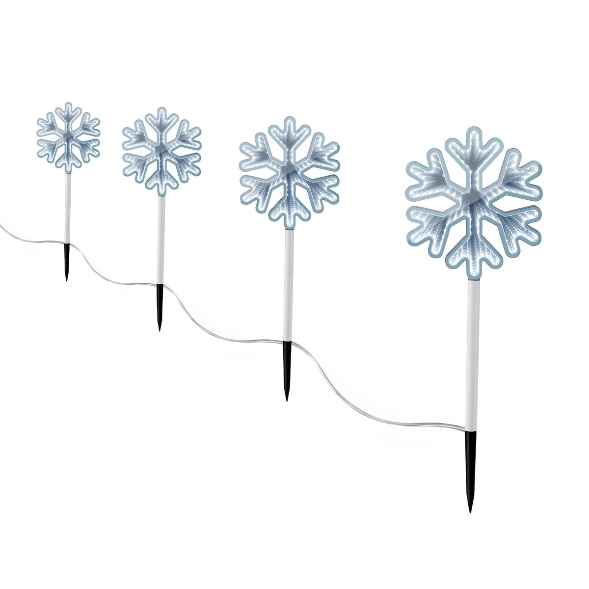 4PC LED Snowflake Christmas Path Lights - White