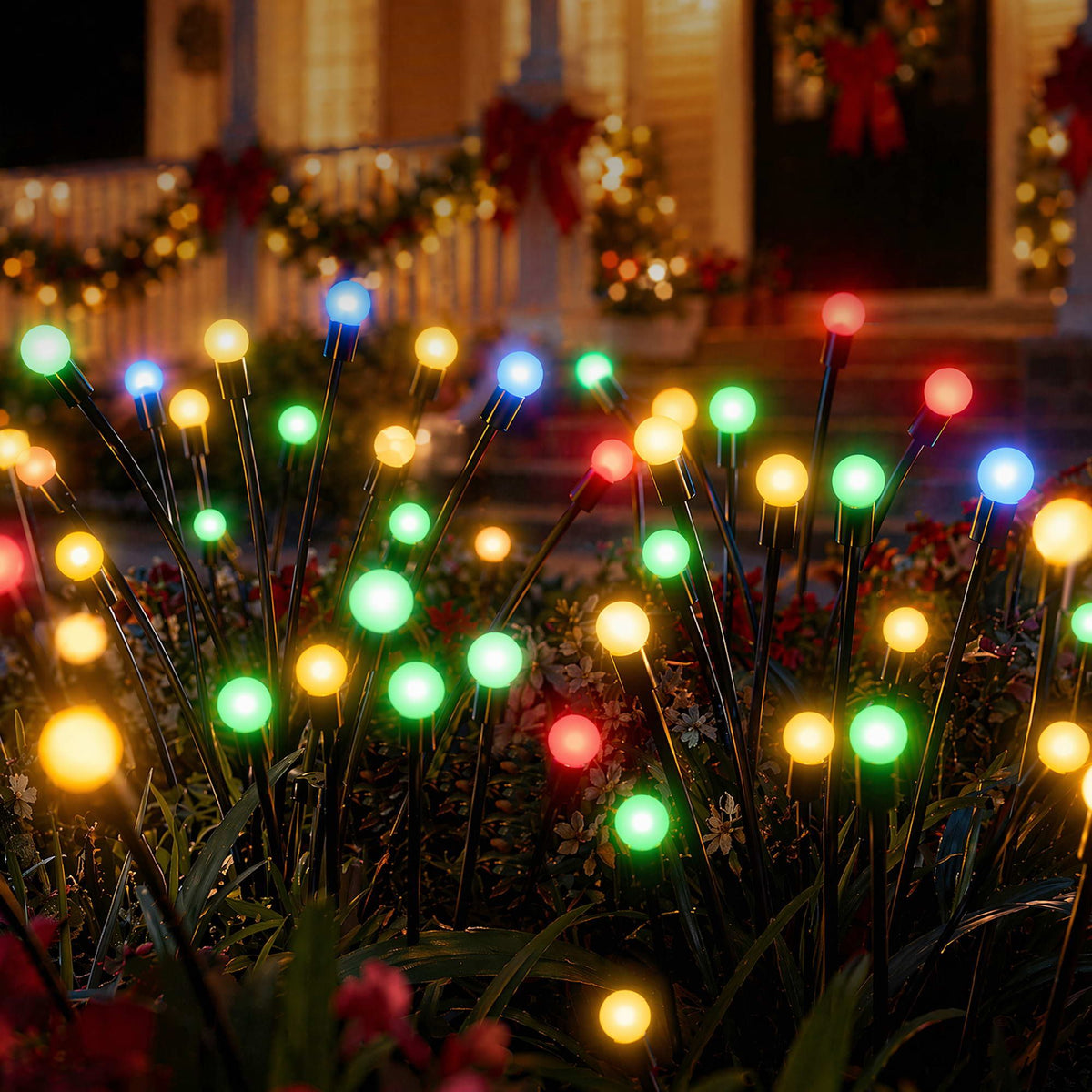 3PC Solar Firefly Christmas Path Lights 30 LED - Multicolour