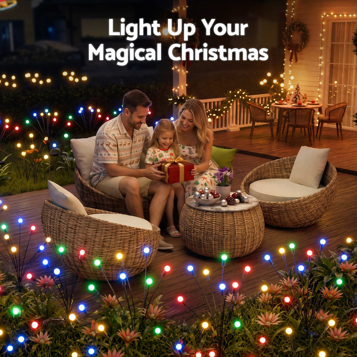 3PC Solar Firefly Christmas Path Lights 30 LED - Multicolour