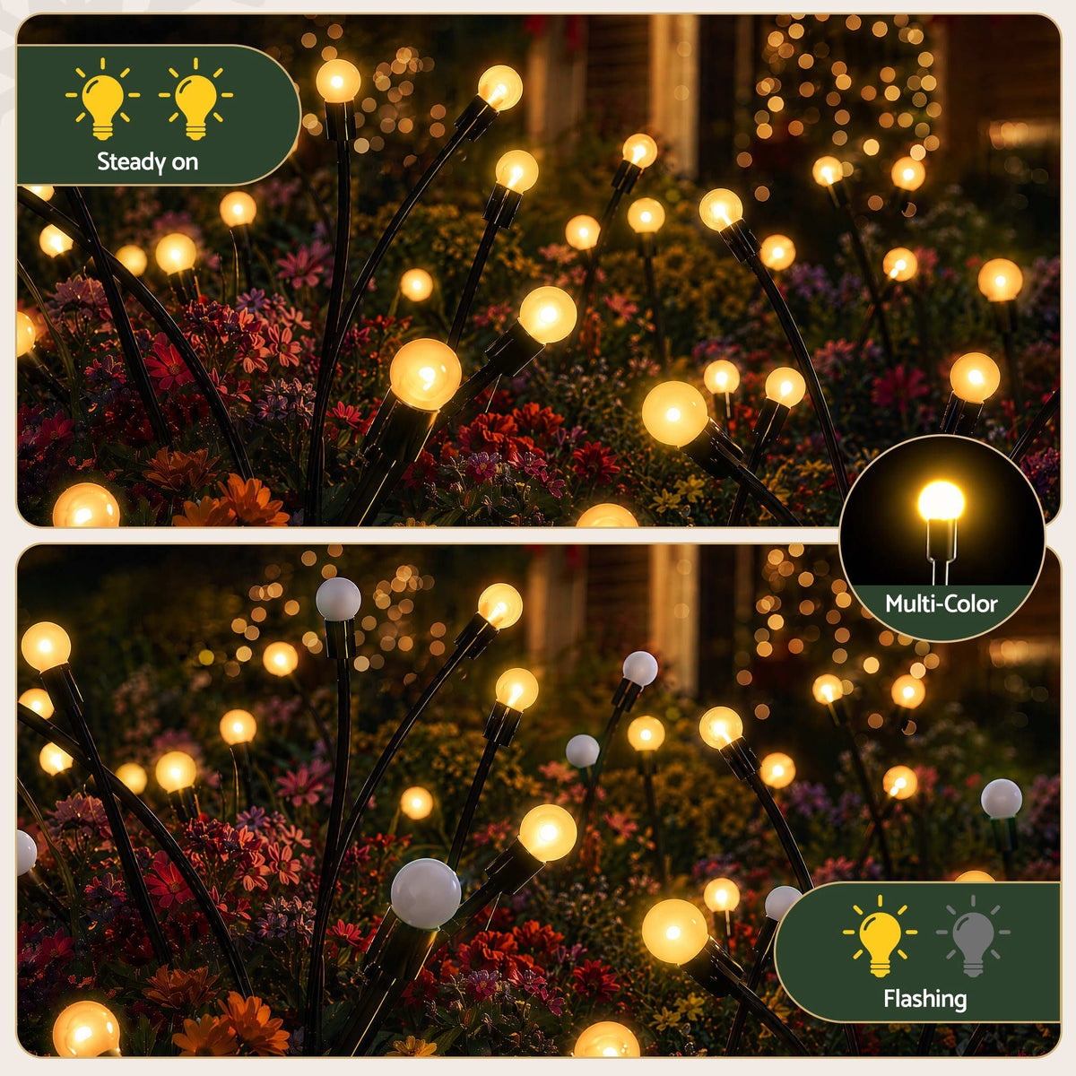 3PC Solar Firefly Christmas Path Lights 30 LED - Warm White