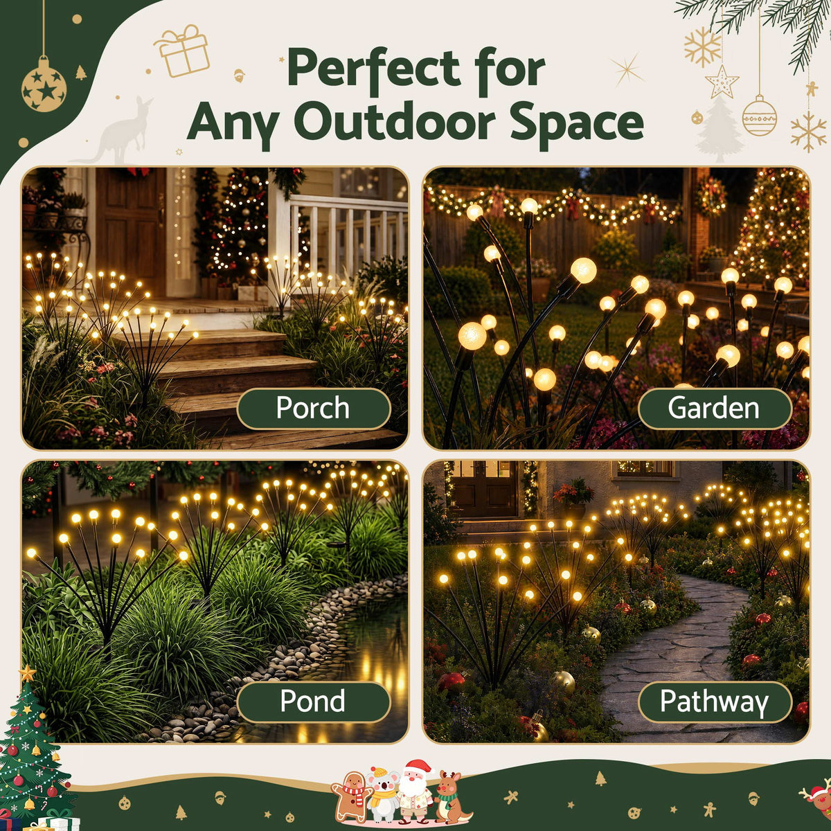 3PC Solar Firefly Christmas Path Lights 30 LED - Warm White