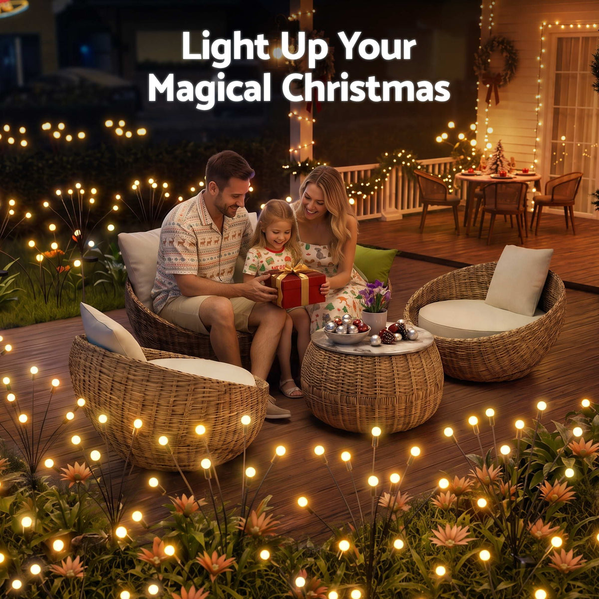 3PC Solar Firefly Christmas Path Lights 30 LED - Warm White