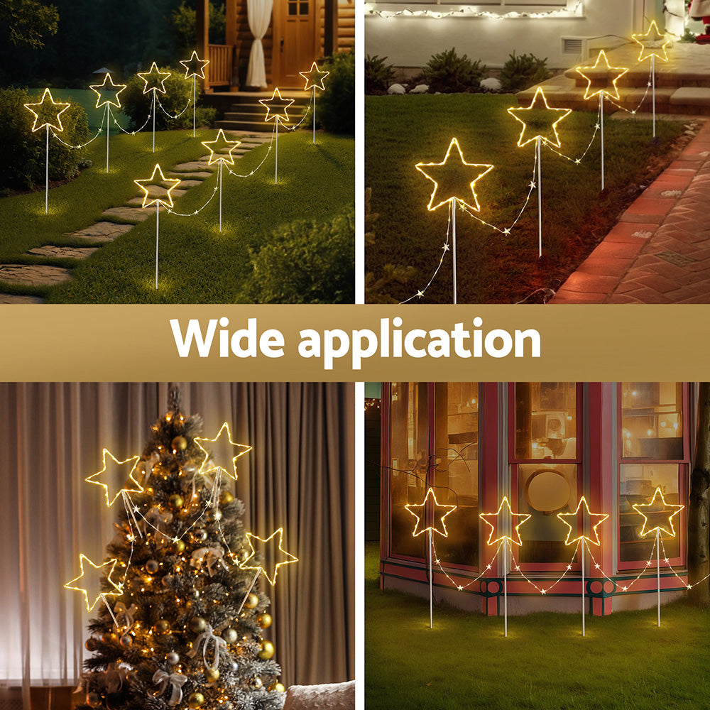 4PC Star Christmas Path Lights Battery LED - Warm White
