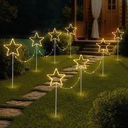 4PC Star Christmas Path Lights Battery LED - Warm White