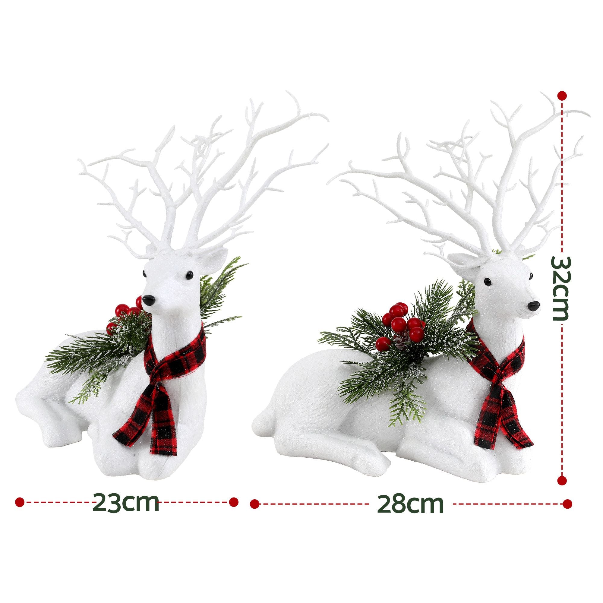 32cm Glitter Christmas Reindeer Decoration - White