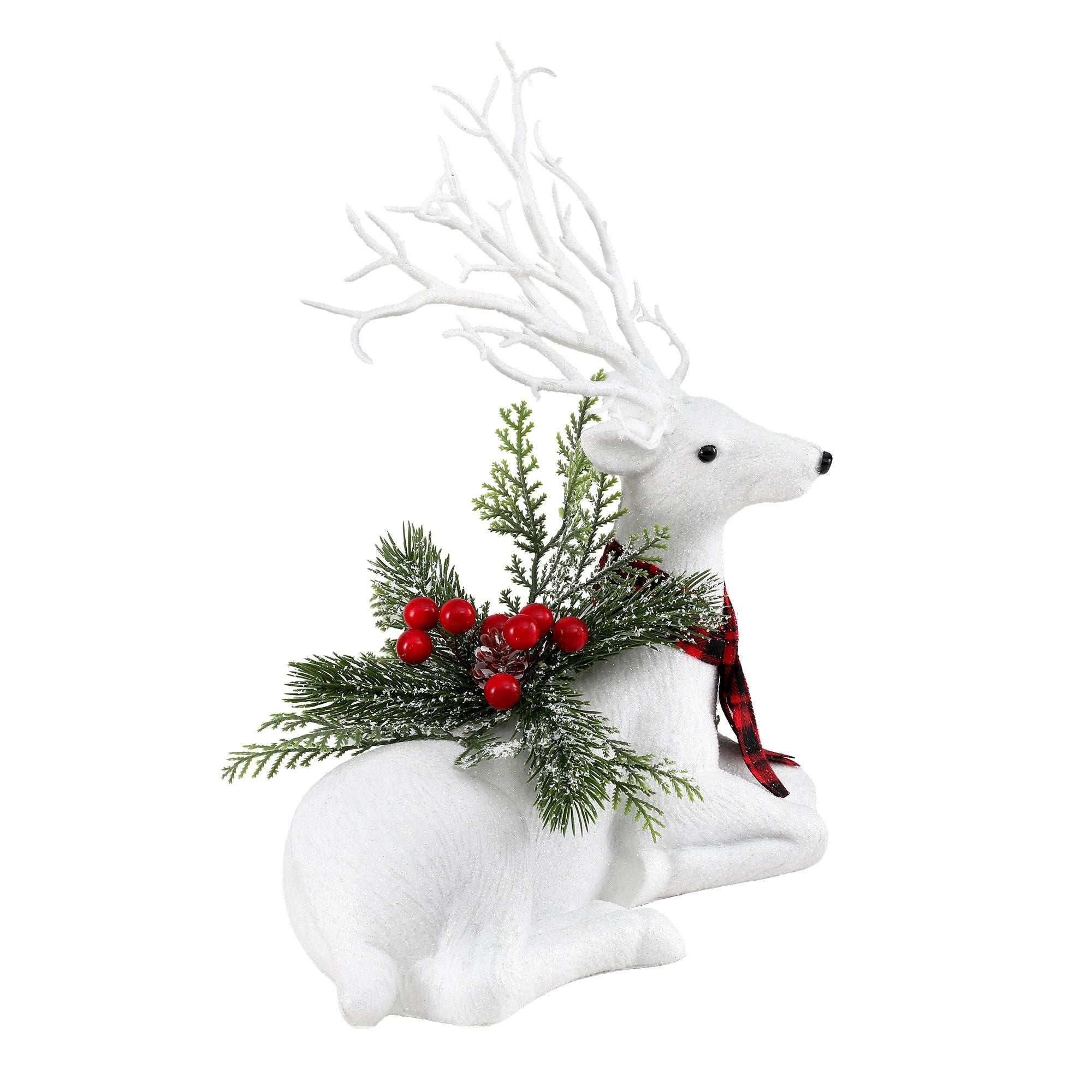 32cm Glitter Christmas Reindeer Decoration - White