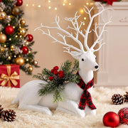 32cm Glitter Christmas Reindeer Decoration - White