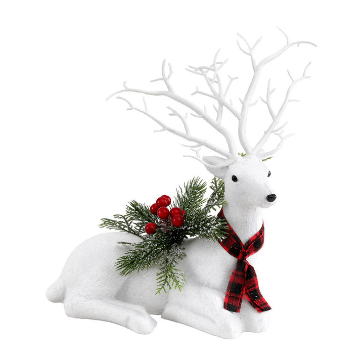 32cm Reindeer Christmas Ornament - White