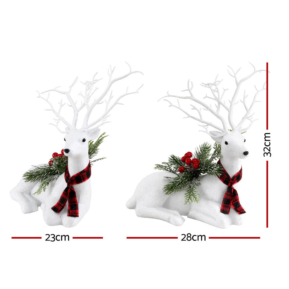 32cm Reindeer Christmas Ornament - White