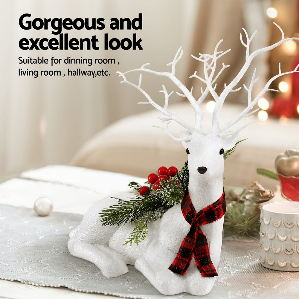 32cm Reindeer Christmas Ornament - White