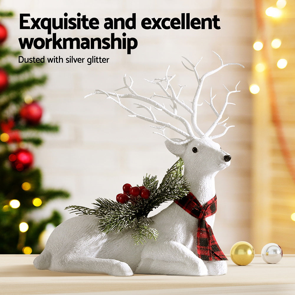 32cm Reindeer Christmas Ornament - White