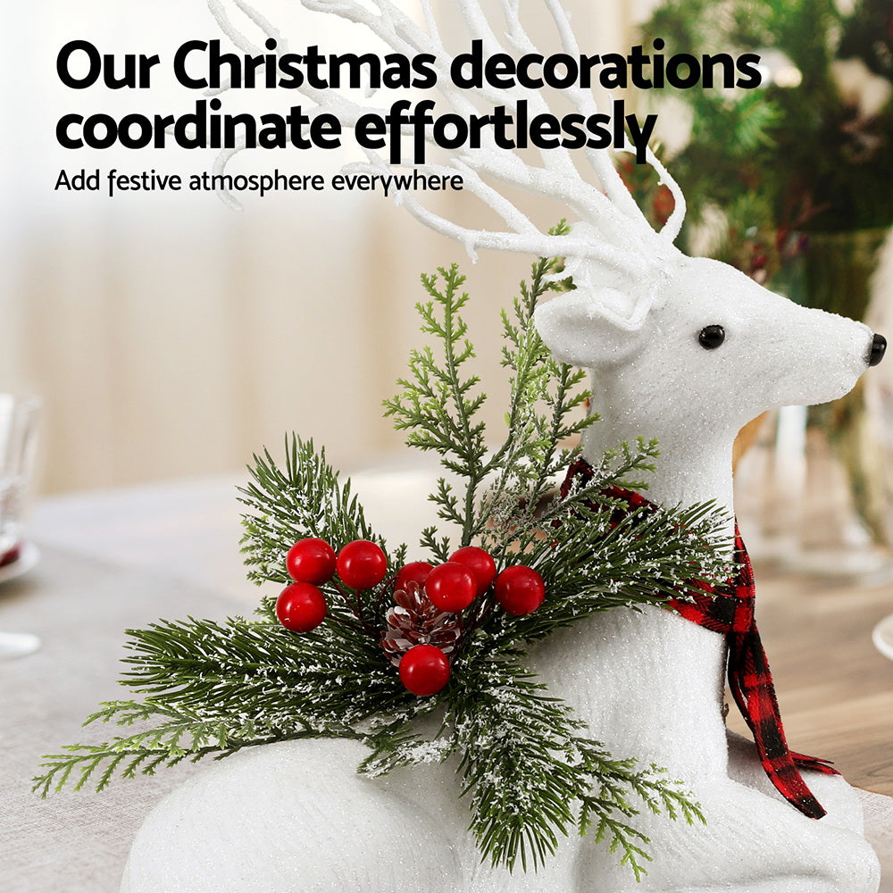 32cm Reindeer Christmas Ornament - White