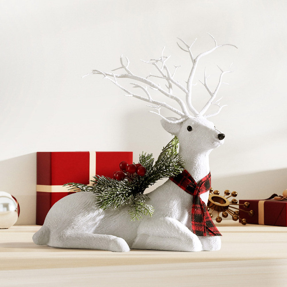 32cm Reindeer Christmas Ornament - White