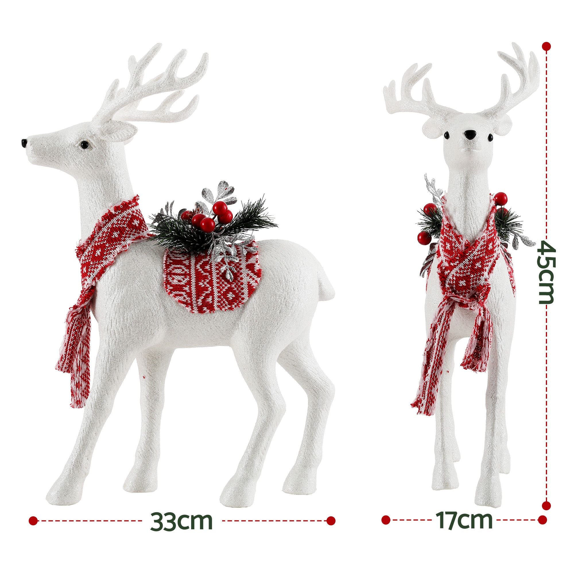 45cm Glitter Christmas Reindeer Decoration - White