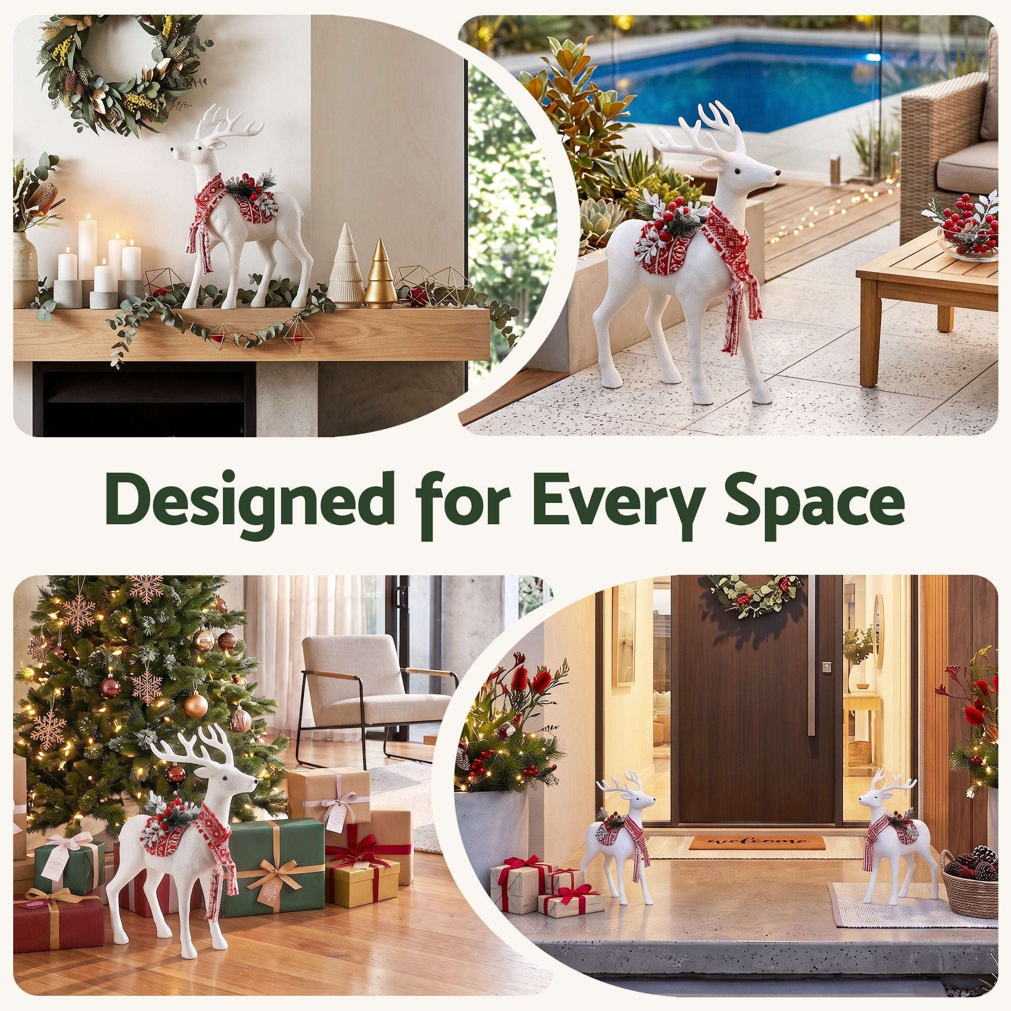 45cm Glitter Christmas Reindeer Decoration - White