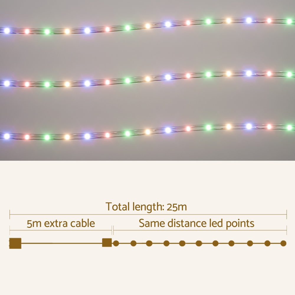 20m Christmas Rope Tube Lights 600 LED - Multicolour - Homecoze