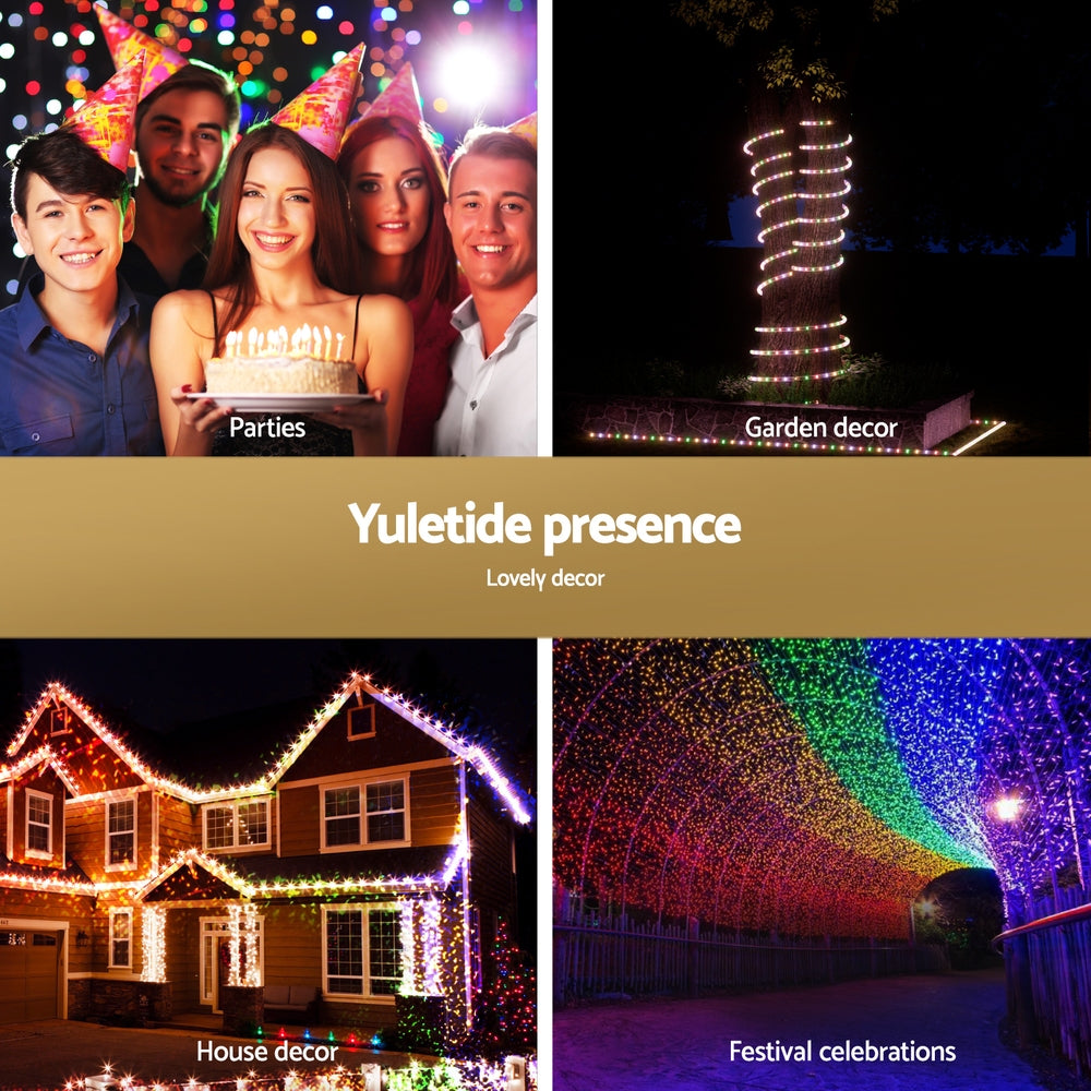 20m Christmas Rope Tube Lights 600 LED - Multicolour - Homecoze