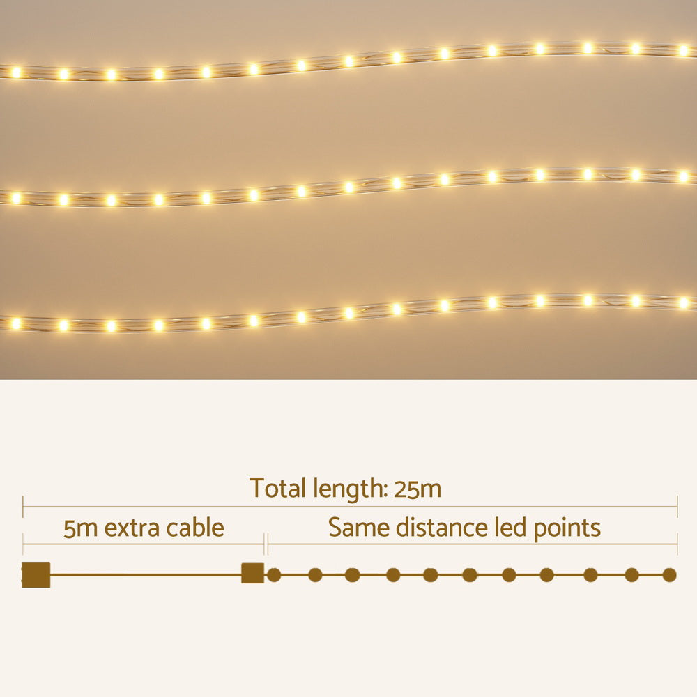 20m Christmas Rope Tube Lights 600 LED - Warm White - Homecoze