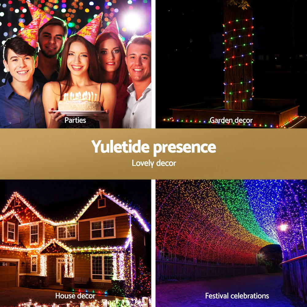 30m Solar LED Christmas Rope Lights 300 LED - Multicolour
