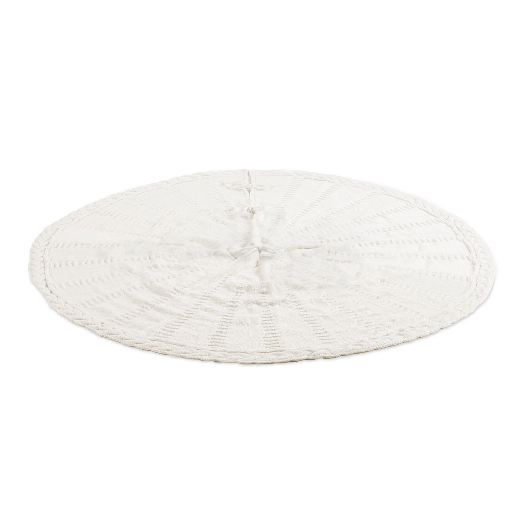 Jingle Jollys Christmas Tree Skirt 120cm Knitted Xmas Tree Ornaments Decor Beige - Homecoze
