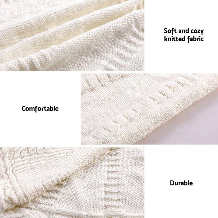 Jingle Jollys Christmas Tree Skirt 120cm Knitted Xmas Tree Ornaments Decor Beige - Homecoze